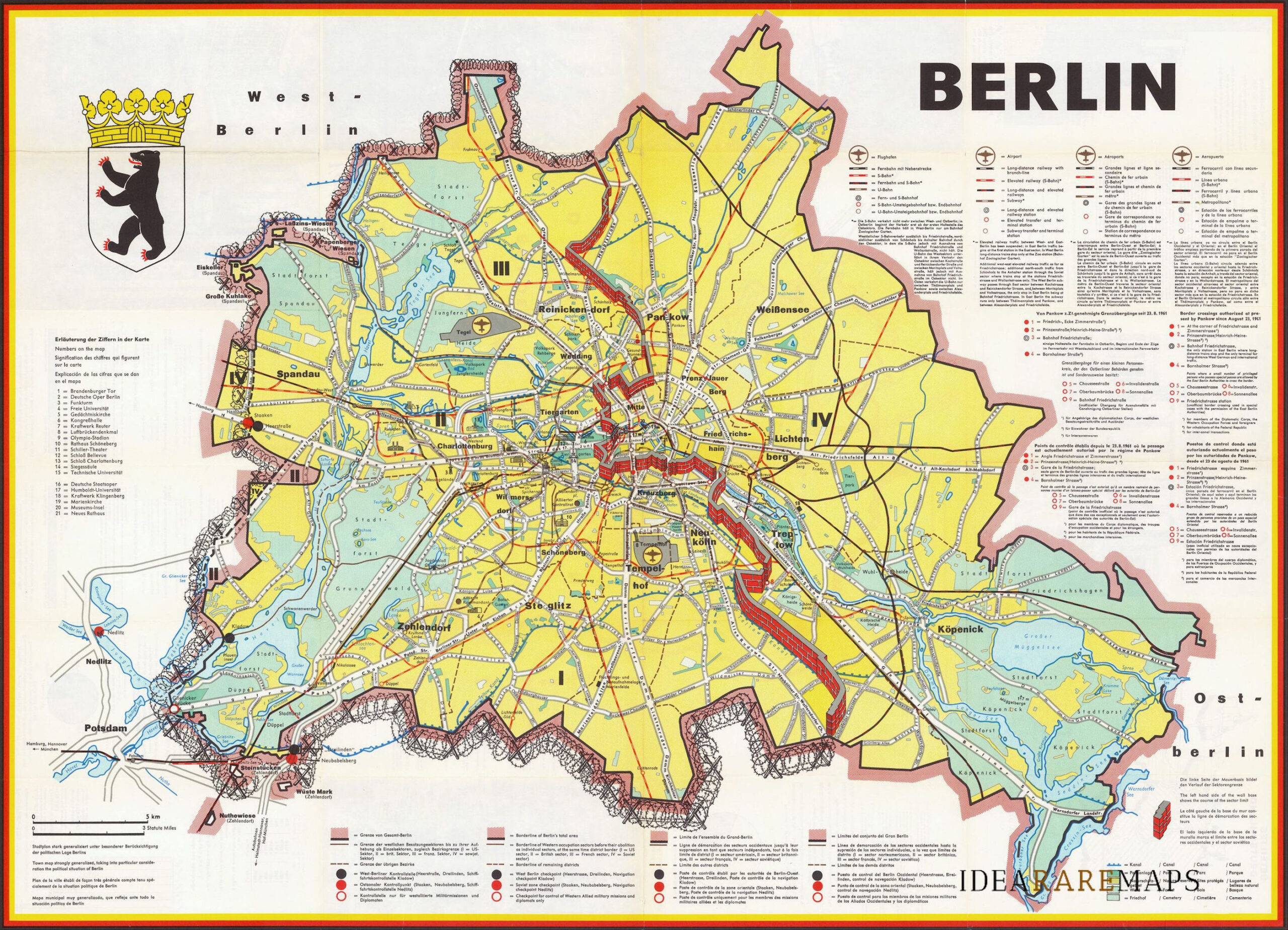 Il muro di Berlino in una carta della città del 1962 - Berlin - Idea Rare  Maps